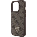 Etui Guess Leather 4G Triangle Strass do iPhone 15 Pro - brązowe