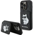 Etui Karl Lagerfeld Saffiano Cardslots and Stand Monogram Choupette do iPhone 15 Pro - czarne