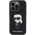 Etui Karl Lagerfeld Saffiano Cardslots and Stand Monogram Ikonik Patch do iPhone 15 Pro - czarne