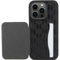 Etui Karl Lagerfeld Saffiano Cardslots and Stand Monogram Ikonik Patch do iPhone 15 Pro - czarne