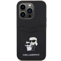 Etui Karl Lagerfeld Saffiano Cardslot Karl&Choupette Metal Pin do iPhone 15 Pro - czarne