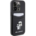 Etui Karl Lagerfeld Saffiano Cardslot Karl&Choupette Metal Pin do iPhone 15 Pro - czarne