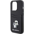 Etui Karl Lagerfeld Saffiano Cardslot Karl&Choupette Metal Pin do iPhone 15 Pro - czarne