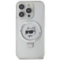 Etui Karl Lagerfeld Ring Stand Choupette Head MagSafe do iPhone 15 Pro - białe