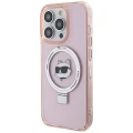 Etui Karl Lagerfeld Ring Stand Choupette Head MagSafe do iPhone 15 Pro - różowe