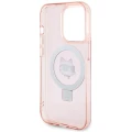 Etui Karl Lagerfeld Ring Stand Choupette Head MagSafe do iPhone 15 Pro - różowe