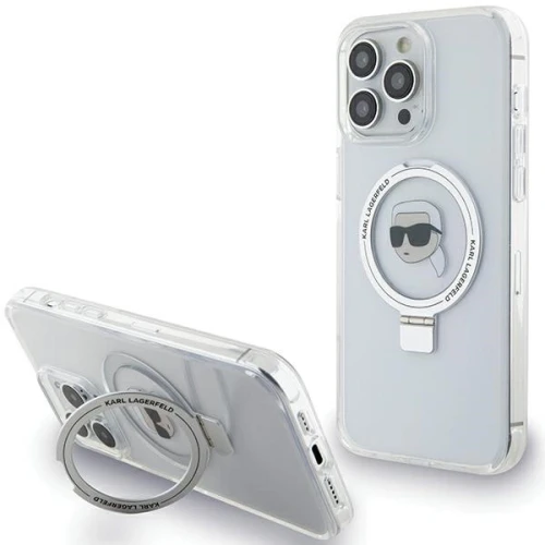 Etui Karl Lagerfeld Ring Stand Karl Head MagSafe do iPhone 15 Pro - białe