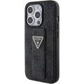 Etui Guess Grip Stand 4G Triangle Strass na iPhone 15 Pro - czarne