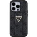 Etui Guess Grip Stand 4G Triangle Strass na iPhone 15 Pro - czarne