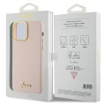 Etui Guess Silicone Script Metal Logo & Frame na iPhone 15 Pro - różowe