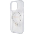 Etui Guess Ring Stand Script Glitter MagSafe na iPhone 15 Pro - przezroczyste