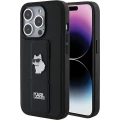 Etui Karl Lagerfeld Gripstand Saffiano Choupette Pins na iPhone 15 Pro - czarne