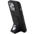 Etui Karl Lagerfeld Gripstand Saffiano Choupette Pins na iPhone 15 Pro - czarne