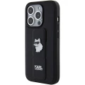 Etui Karl Lagerfeld Gripstand Saffiano Choupette Pins na iPhone 15 Pro - czarne