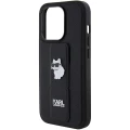 Etui Karl Lagerfeld Gripstand Saffiano Choupette Pins na iPhone 15 Pro - czarne