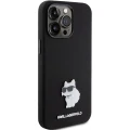 Etui Karl Lagerfeld Silicone Choupette Metal Pin na iPhone 15 Pro - czarne