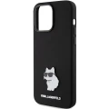 Etui Karl Lagerfeld Silicone Choupette Metal Pin na iPhone 15 Pro - czarne