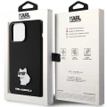 Etui Karl Lagerfeld Silicone Choupette Metal Pin na iPhone 15 Pro - czarne