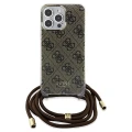 Etui Guess Crossbody Cord 4G Print na iPhone 15 Pro - brązowe