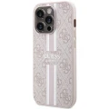 Etui Guess 4G Printed Stripes MagSafe na iPhone 15 Pro - różowe