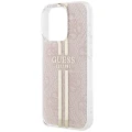 Etui Guess IML 4G Gold Stripe na iPhone 15 Pro - różowe