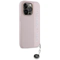Etui Karl Lagerfeld Saffiano Rhinestones & Charm na iPhone 15 Pro - różowe
