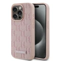 Etui Karl Lagerfeld Leather Monogram Metal Logo na iPhone 15 Pro - różowe