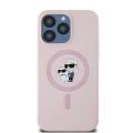 Etui Karl Lagerfeld Silicone Karl&Choupette MagSafe na iPhone 15 Pro - różowe