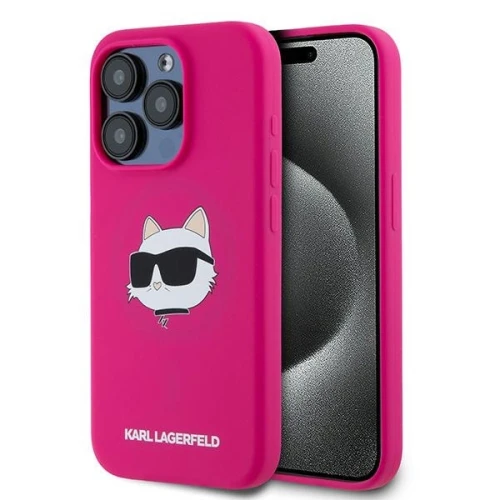 Etui Karl Lagerfeld Silicone Choupette Head MagSafe na iPhone 15 Pro - różowe