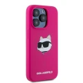 Etui Karl Lagerfeld Silicone Choupette Head MagSafe na iPhone 15 Pro - różowe