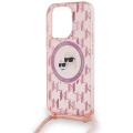 Etui Karl Lagerfeld IML Crossbody Monogram Karl & Choupette Head MagSafe na iPhone 15 Pro - różowe