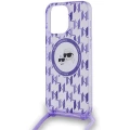 Etui Karl Lagerfeld IML Crossbody Monogram Karl & Choupette Head MagSafe na iPhone 15 Pro - fioletowe