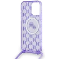 Etui Karl Lagerfeld IML Crossbody Monogram Karl & Choupette Head MagSafe na iPhone 15 Pro - fioletowe