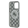 Etui Karl Lagerfeld IML Monogram Karl & Choupette Head MagSafe na iPhone 15 Pro - czarne
