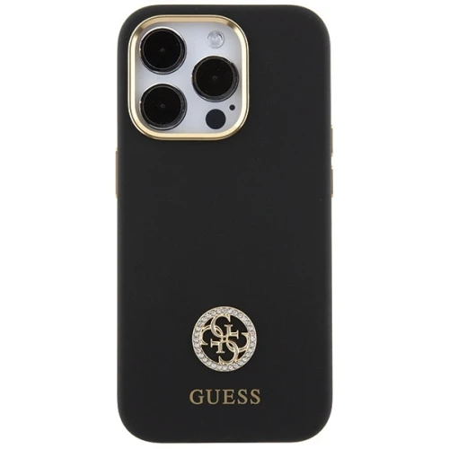 Etui Guess Silicone Logo Strass 4G do iPhone 15 Pro - czarne