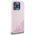 Etui Karl Lagerfeld Silicone Shadow Metal Initial MagSafe do iPhone 15 Pro różowy