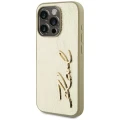 Etui Karl Lagerfeld Wrinkled Metal Signature na iPhone 15 Pro - złote