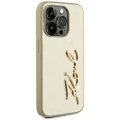 Etui Karl Lagerfeld Wrinkled Metal Signature na iPhone 15 Pro - złote