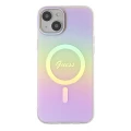 Etui Guess IML Iridescent MagSafe do iPhone 15 Plus - różowe