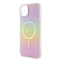 Etui Guess IML Iridescent MagSafe do iPhone 15 Plus - różowe