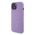 Etui Guess Saffiano MagSafe do iPhone 15 Plus - fioletowe