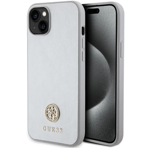 Etui Guess Strass Metal Logo do iPhone 15 Plus - srebrne