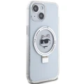 Etui Karl Lagerfeld Ring Stand Choupette Head MagSafe do iPhone 15 Plus - białe