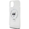 Etui Karl Lagerfeld Ring Stand Choupette Head MagSafe do iPhone 15 Plus - białe