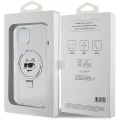 Etui Karl Lagerfeld Ring Stand Choupette Head MagSafe do iPhone 15 Plus - białe