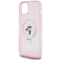 Etui Karl Lagerfeld Ring Stand Karl&Choupettte MagSafe do iPhone 15 Plus - różowe