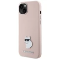 Etui Karl Lagerfeld Silicone Choupette Metal Pin na iPhone 15 Plus / 14 Plus - różowe