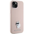 Etui Karl Lagerfeld Silicone Choupette Metal Pin na iPhone 15 Plus / 14 Plus - różowe