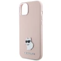 Etui Karl Lagerfeld Silicone Choupette Metal Pin na iPhone 15 Plus / 14 Plus - różowe