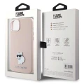 Etui Karl Lagerfeld Silicone Choupette Metal Pin na iPhone 15 Plus / 14 Plus - różowe